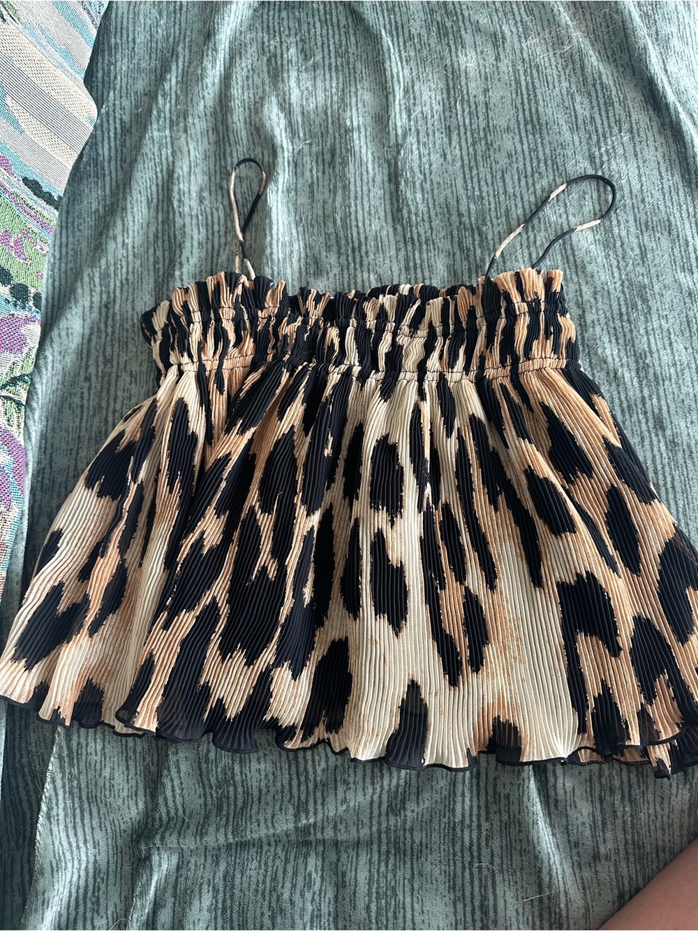 Ganni Smocked Leopard Print Camisole Tank Top - leopard georgette swing tank